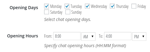 Chat opening hours