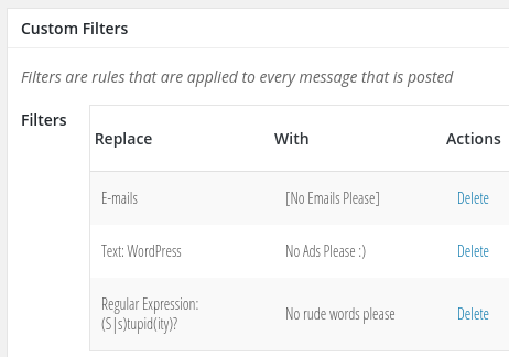 Custom filters