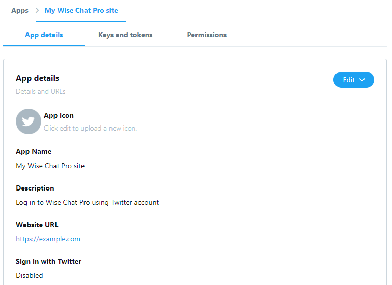 wise-chat-pro-external-login-twitter-app-details