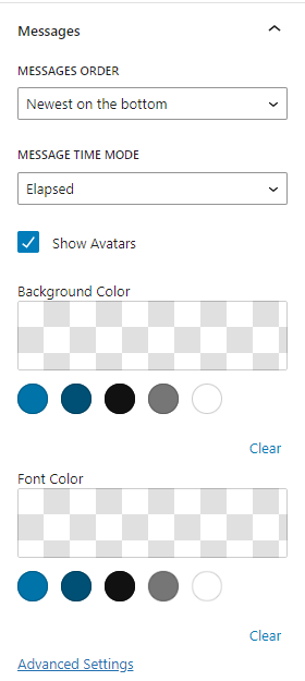 Settings of Wise Chat block