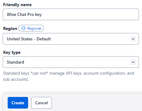 Create Twilio keys